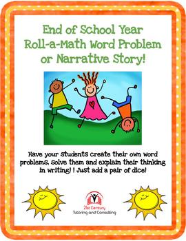 Preview of FREEBIE! Digital End of Year Word Roll-a-Story for Math or Narrative Writing!