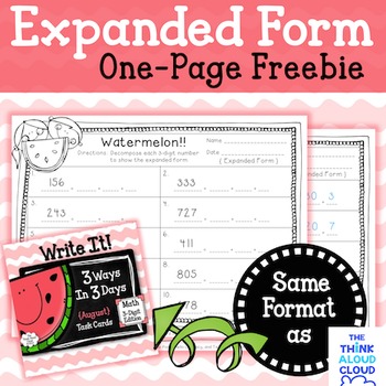 Preview of FREEBIE Expanded Form Practice Page {3-Digit Numbers}