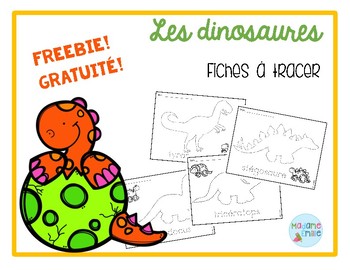 Preview of FREEBIE FRENCH Dinosaurs tracing mats/dinosaures à tracer (gratuit)