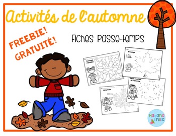 Preview of FREEBIE FRENCH Fall printables/activités pour l'automne (gratuit)