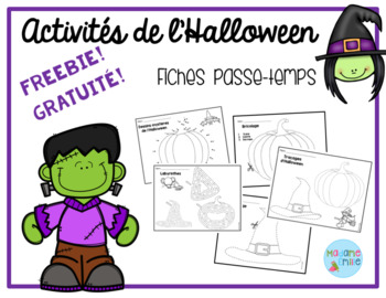 Preview of FREEBIE FRENCH Halloween printables/activités pour l'Halloween (gratuit)