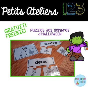 Preview of FREEBIE FRENCH Halloween123 Center/ Atelier 123(Puzzles Halloween)