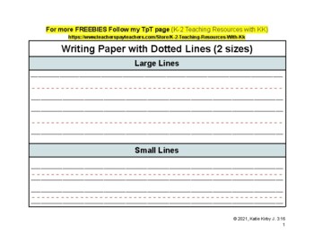 Preview of FREEBIE FRIDAY! Writing Paper with Dotted Lines