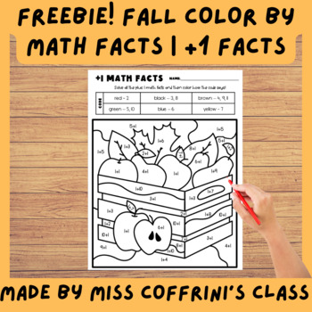 Preview of FREEBIE Fall Color by Math Fact | +1 Addition Facts | Back to School