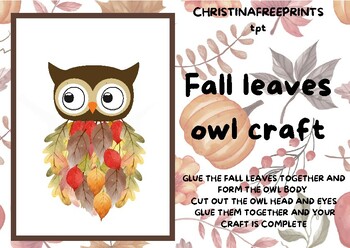 Preview of FREEBIE Fall leaves owl craft