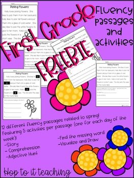 Preview of FREEBIE First Grade Fluency Passage with Comprehension Activities- Spring Themed