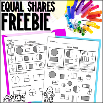 Preview of Fraction Halves and Quarters | Equal Parts | Sharing Equally | 1st Grade Math