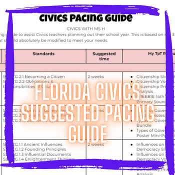 Preview of FREEBIE Florida Civics Pacing Guide