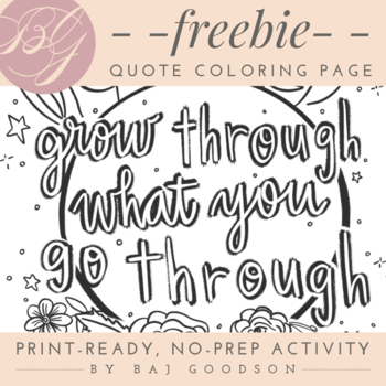 Preview of FREEBIE | Flowery Growth Mindset Spring Coloring Sheet | B&W 1 Page No Prep
