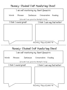 Preview of Freebie! Fluency Student-Self Monitoring Sheet
