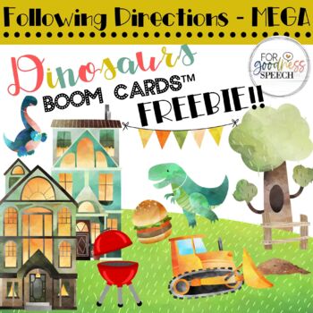 Preview of FREEBIE Following Directions Activity with Dinosaurs BOOM Cards™ NO Print