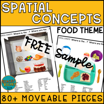 Preview of FREEBIE Food Theme Prepositions and Spatial Concepts for Speech Therapy