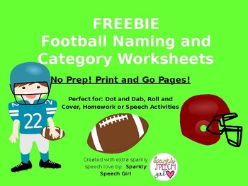 Preview of FREEBIE Football Naming and Category Worksheets No Prep! Print and Go!