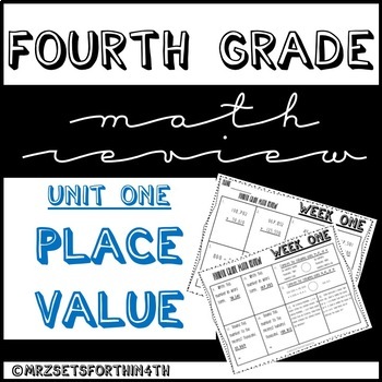 Preview of Digital and Print FREEBIE! Fourth Grade Math Review - Module One - Place Value
