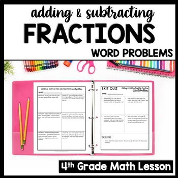 Preview of Adding & Subtracting Fractions with Like Denominators Word Problems Worksheets
