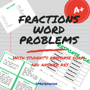 Preview of FREEBIE  Fractions Word Problems Worksheet