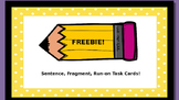 FREEBIE! Fragment RunOn Task Cards w Answer Key