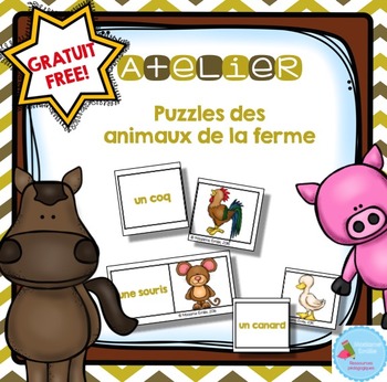 Preview of FREEBIE French Farm Animals Puzzles/ Casse-tête {Animaux de la ferme}