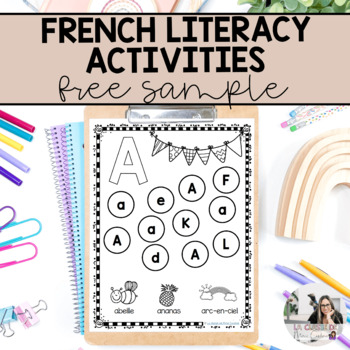 Preview of Free Sample: French Kindergarten Literacy Worksheet Pack
