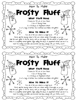 Preview of FREEBIE Frosty Fluff Fake Snow Recipe