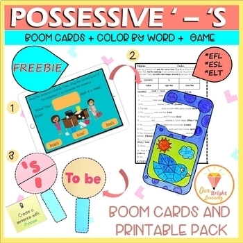 Preview of FREEBIE | Genitive Case | Possessive 's and '| BOOM Cards | Color by code | Game