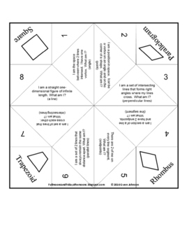 FREEBIE Geometry Terms Fortune Tellers by Full Moons and Friday Afternoons
