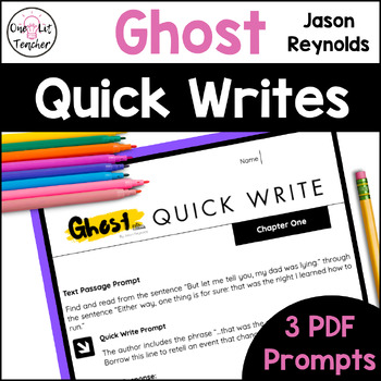 Preview of FREEBIE Ghost by Jason Reynolds Quick Write Prompts for Novel Study