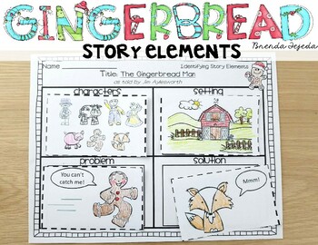 Preview of Gingerbread Man Story Elements Mini-Pack Characters Setting Problem Solution