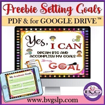 Preview of FREEBIE - Goal Setting Guide For Google Slides & PDF | Great for Back to School