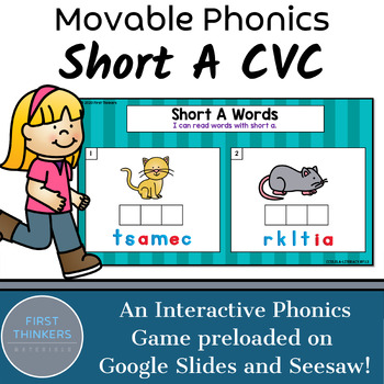 Preview of Short A CVC Phoneme Grapheme Mapping Worksheets Google Slides Seesaw Free