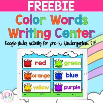 Preview of FREEBIE Google Slides Color Words Writing Center | Pre-K, Kindergarten, & 1st