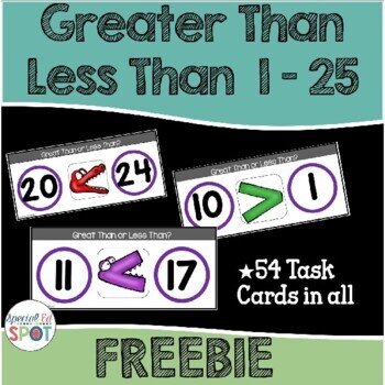 Preview of FREEBIE Greater Than Less Than Activity Cards