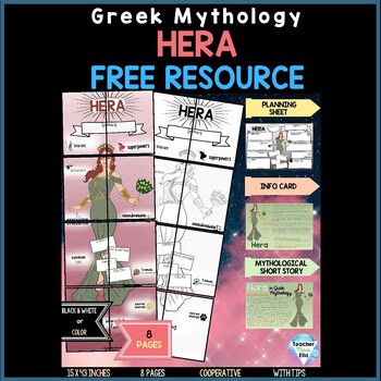 Preview of FREEBIE - Greek Gods - Hera Poster Project + Info Card + Greek Mythology Story