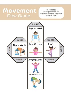 Preview of FREEBIE: Gross Motor Movement Dice - Roll an Exercise