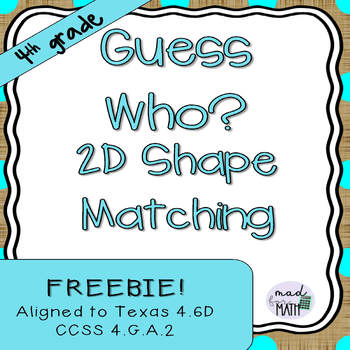 Preview of 2D Shapes Matching Sheet 4.6D 4.G.A.2 FREEBIE