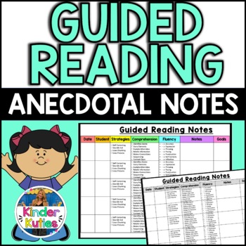 Preview of Guided Reading Anecdotal Notes | Student Teacher Notes | Comprehension | Fluency