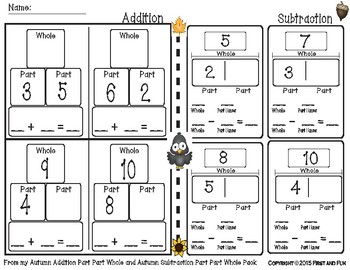 FREEBIE AUTUMN ARRAY MATH PACK NO PREP PRINTABLES by First and Fun