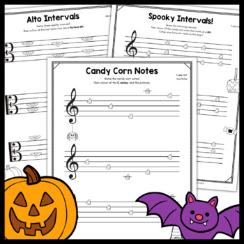 Preview of FREEBIE Halloween Beginner Music Worksheets | Music Theory Elementary Band Piano