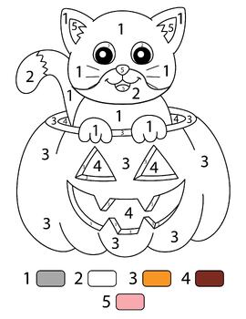 FREEBIE Halloween Color by Number Pages for Preschool and Kindergarten