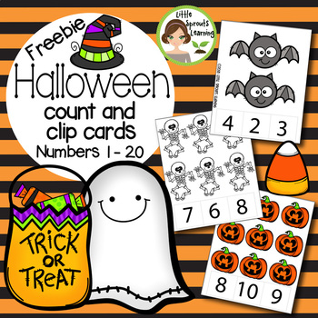 Preview of FREEBIE Halloween Counting Clip cards - Numbers 1-20