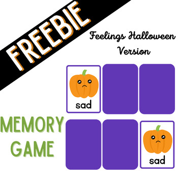 Preview of FREEBIE Halloween Feelings Memory Game | Social & Emotional Skills