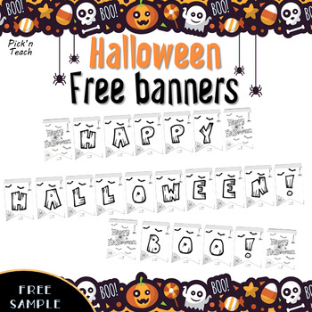 happy halloween coloring banner