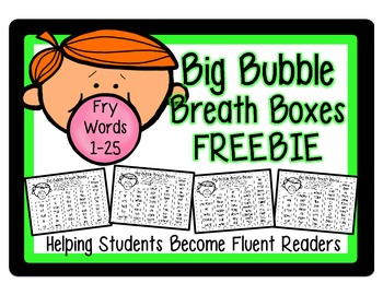 Preview of FREEBIE: Fry Words 1-25 High Frequency Fluency Intervention: Breath Boxes