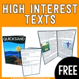 FREEBIE - High-Interest Text - Quicksand - Reading Compreh