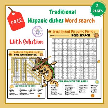 Preview of FREEBIE Hispanic Heritage Month:Traditional Hispanic Dishes Word Search Activity