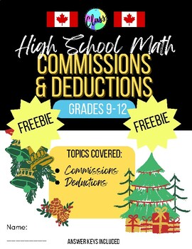 Preview of FREEBIE | Holiday Commissions and Deductions | Canada