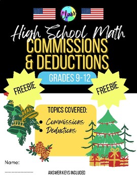 Preview of FREEBIE | Holiday Commissions and Deductions | USA