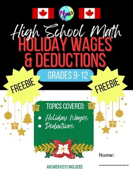 Preview of FREEBIE | Holiday Wages and Payroll Deductions | High school math | Canada