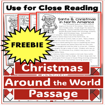 Preview of FREEBIE: Holidays Around the World: Santa Close Reading Passage CC Aligned