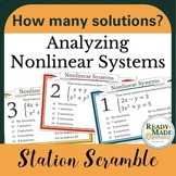 FREEBIE How Many Solutions to Nonlinear Systems Station Sc